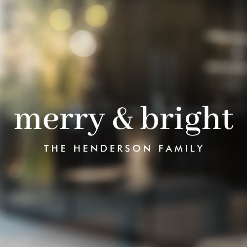 Minimal Christmas  Merry and Bright Simple White Window Cling