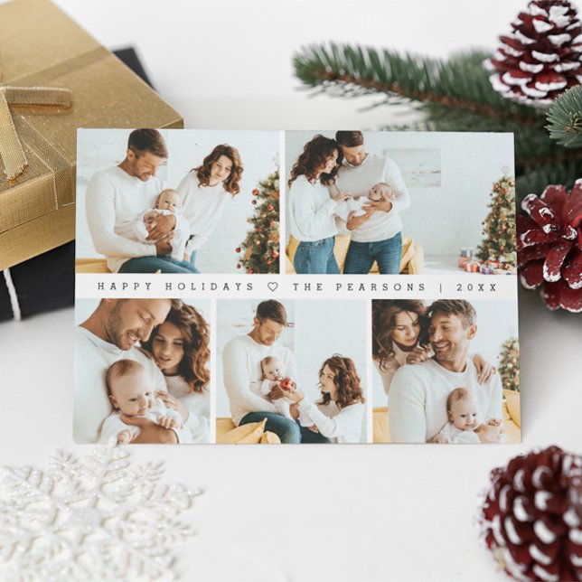 Minimal Christmas Modern Family Photoshoot  Holiday Card (Customizable family Photoshoot Christmas card.)