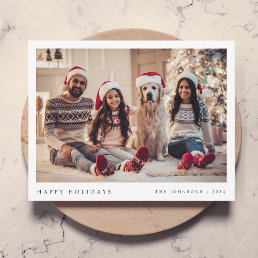 Minimal Christmas | Modern Family Portrait Green Holiday Card