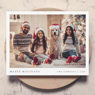 Minimal Christmas   Modern Family Portrait Green Holiday Card