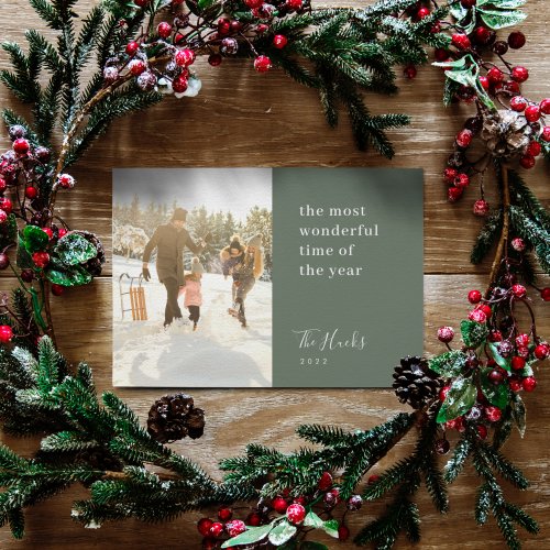 Minimal Christmas  Modern Stylish Family Photo Holiday Card