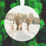 Minimal Christmas | Modern Stylish Family Photo Ornament<br><div class="desc">A stylish modern holiday photo ornament with a modern minimal typography quote "the most wonderful time of the year" paired with a handwritten script font for your family name in white with a forest green feature color in a 'scandi' scandinavian design style. The greeting, name, year and message can be...</div>