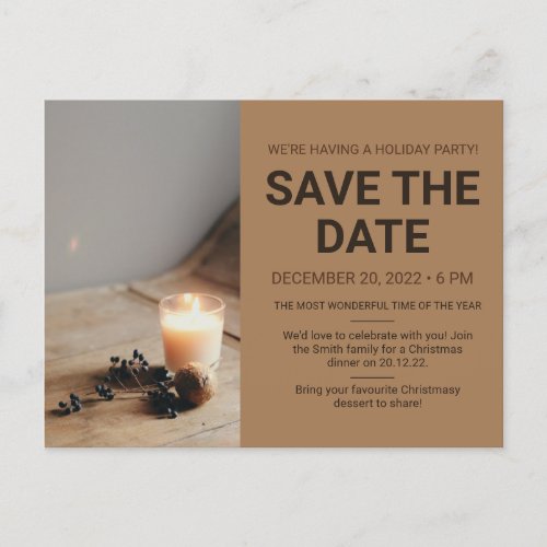 Minimal Christmas Party Save The Date Postcard