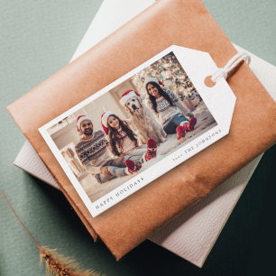 Minimal Christmas Photo   Modern Family Portrait Gift Tags