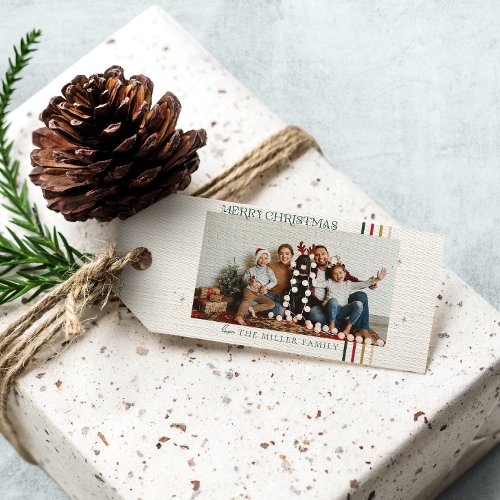 Minimal Christmas Photo  Modern Family Portrait  Gift Tags
