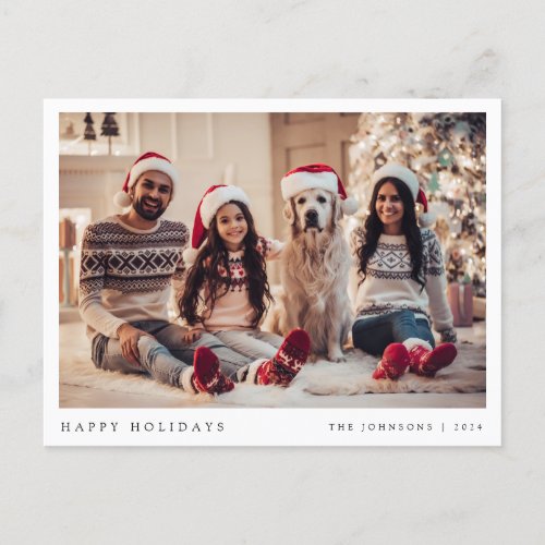 Minimal Christmas Photo  Modern Family Portrait Holiday Postcard