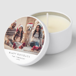 Minimal Christmas Photo Modern Family Portrait Mini Candle Favors