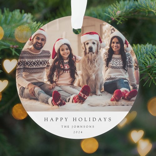 Minimal Christmas Photo  Modern Family Portrait Ornament