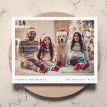 Minimal Christmas Photo Modern Family Portrait Red Holiday Card<br><div class="desc">A stylish holiday photo flat greeting card with classic typography “Happy Holidays” in black on a clean simple minimalist white background with a white border and bold red feature color on the reverse. The photo, name and greeting can be easily customized for a personal touch. A simple, minimalist and contemporary...</div>