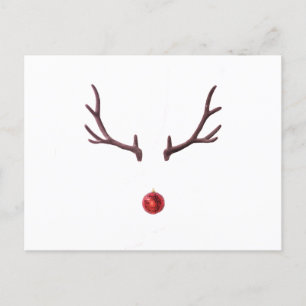 Minimal Christmas reindeer Holiday Postcard
