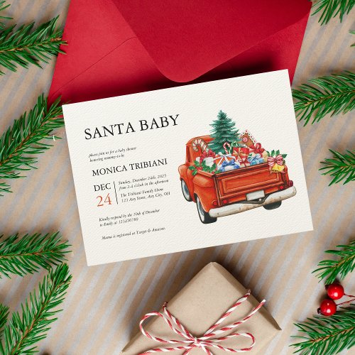 Minimal Christmas Santa Baby Shower Winter Invitation