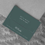 Minimal Christmas Scandinavian Forest Green Dark Envelope<br><div class="desc">A stylish modern holiday envelope with a handwritten script font for your family name in white with a dark forest green feature color in a 'scandi' scandinavian design style. The message, name and address can be easily customized for a personal touch. A trendy, minimalist and contemporary design to stand out...</div>