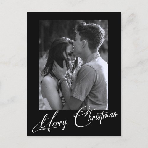 Minimal Christmas  Simple Black and White Photo Postcard