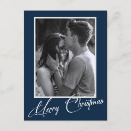 Minimal Christmas Simple Black and White Photo Postcard