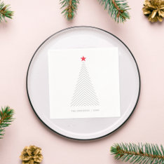 Minimal Christmas Tree | Red Star Clean Simple Napkins at Zazzle