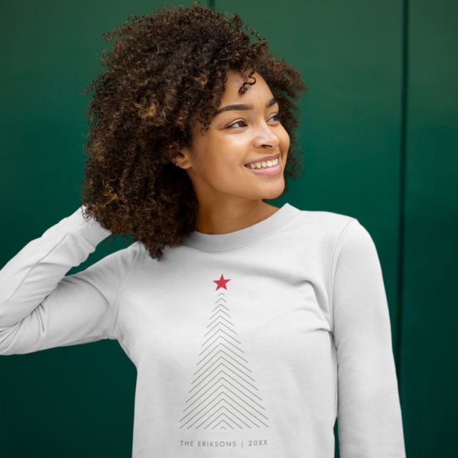 Minimal Christmas Tree | Red Star Clean Simple Sweatshirt (Creator Uploaded)