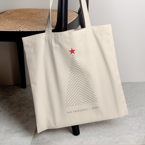 Minimal Christmas Tree  Red Star Clean Simple Tote Bag