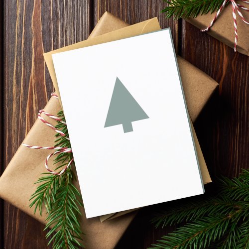 Minimal Christmas Tree  Sage Green Clean Simple Holiday Card