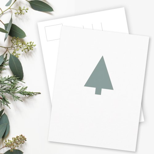 Minimal Christmas Tree  Sage Green Clean Simple Postcard