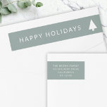 Minimal Christmas Tree | Sage Green Return Address Wrap Around Label<br><div class="desc">Minimalist, bold and simple christmas tree silhouette design wrap around happy holidays labels in a 'scandi' scandinavian design style. The modern, minimal and bold design stands out from traditional christmas designs and is the perfect choice for the festive season. Can be easily personalized with your holiday message and return address...</div>