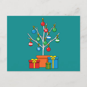 Minimal Christmas Tree with Presents Holiday Postcard