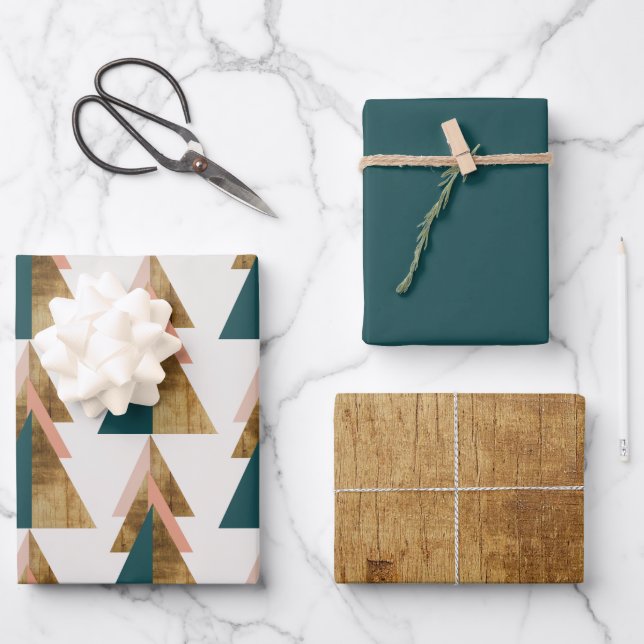 Minimal Christmas Tree Wrapping Paper Sheets (Front)