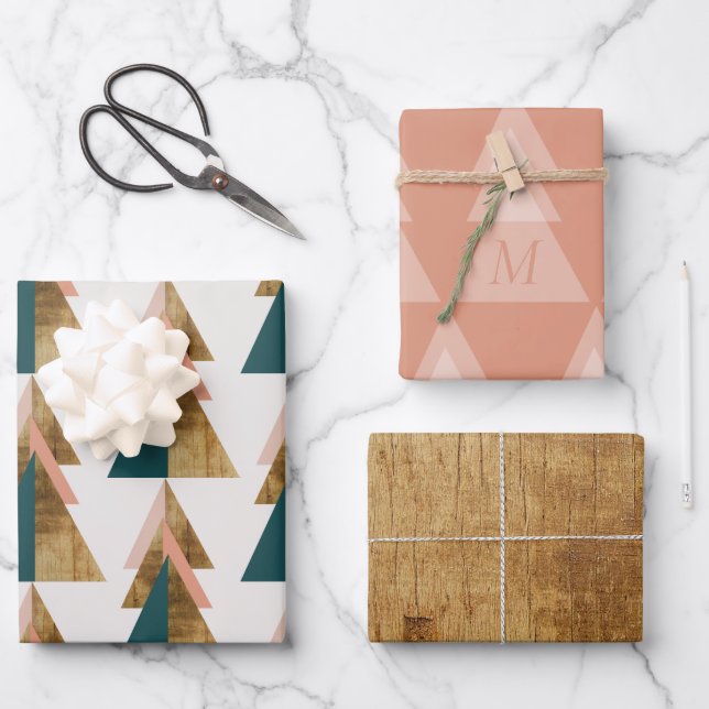 Minimal Christmas Tree Wrapping Paper Sheets (Front)