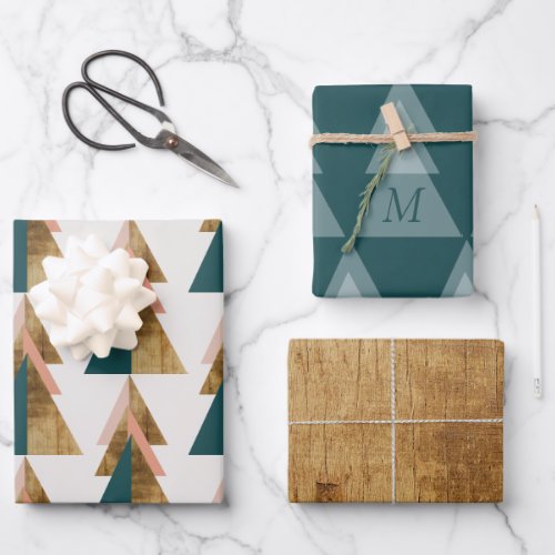 Minimal Christmas Tree Wrapping Paper Sheets