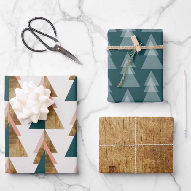 Minimal Christmas Tree Wrapping Paper Sheets (Front)