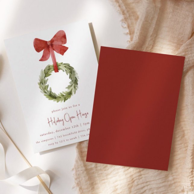 Minimal Christmas Wreath | Holiday Open House Invitation (Creator Uploaded)