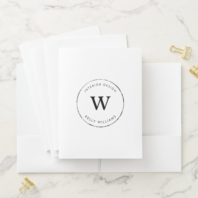 Minimal Circle Business Monogram Branding Design Pocket Folder (In Situ)