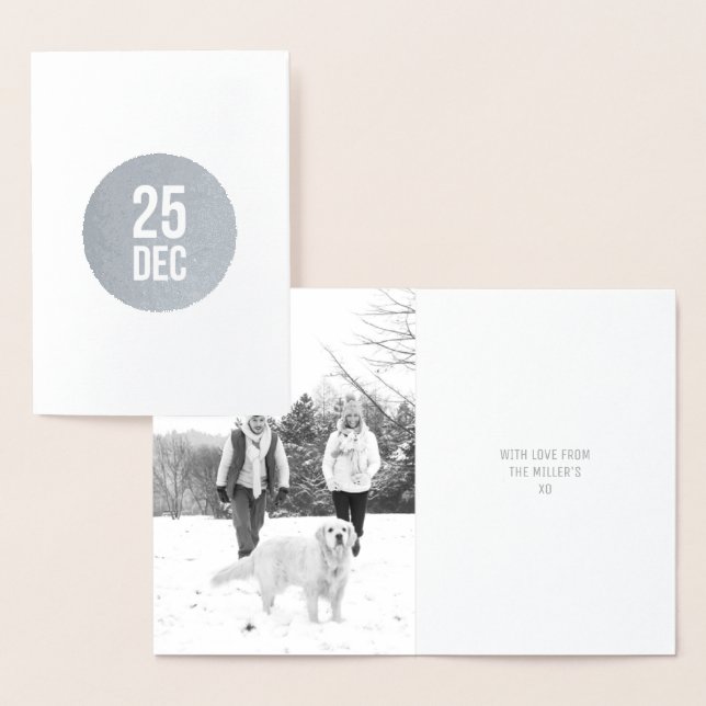 Minimal Circle Christmas Card | Silver Foil 25 Dec (Display)