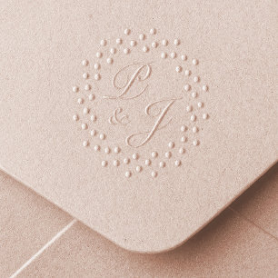 Minimal Circle Dot Frame Wreath Monogram Script Embosser