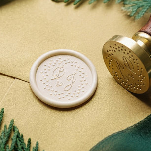 Minimal Circle Dot Frame Wreath Monogram Script Wax Seal Stamp