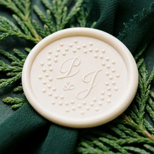 Minimal Circle Dot Frame Wreath Monogram Script Wax Seal Sticker