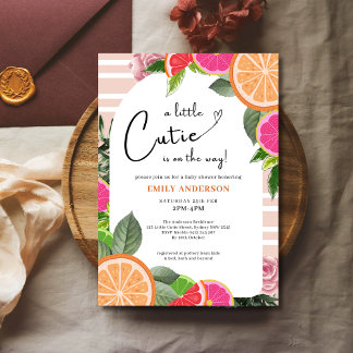 minimal Citrus Baby Shower Orange a Little Cutie Invitation