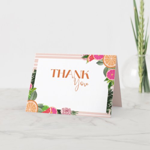 Minimal Citrus fruit Cute Greenery Watercolor Thank You Card