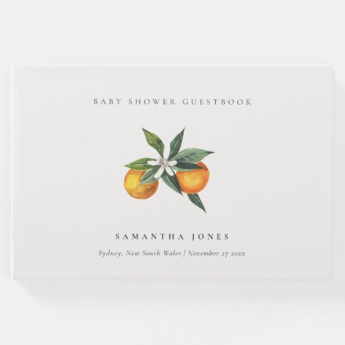 Minimal Citrus Orange Botanical Boho Baby Shower Guest Book