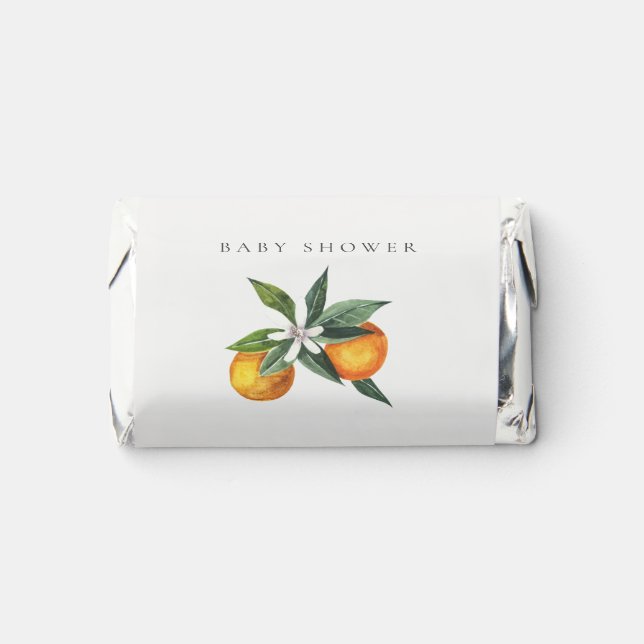 Minimal Citrus Orange Botanical Boho Baby Shower Hershey's Miniatures (Front)