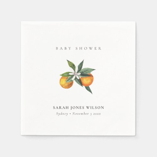 Minimal Citrus Orange Botanical Boho Baby Shower