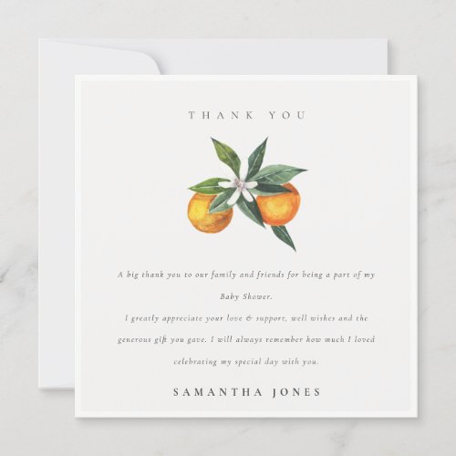 Minimal Citrus Orange Botanical Boho Baby Shower