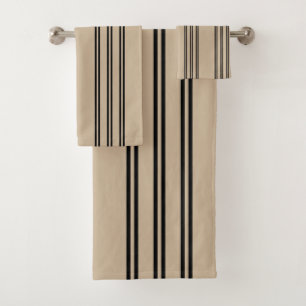 Minimal Classic Aegean Stripes,on a Tan Background Bath Towel Set