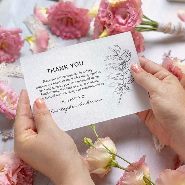 Minimal Classic Black & White Funeral Thank You Card (Creator Uploaded)