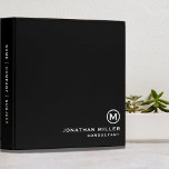 Minimal Classic Black White Monogram 3 Ring Binder<br><div class="desc">Professional monogrammed binder features a modern minimalist design in black and white. Custom name presented in the lower right-hand corner in stylish simple font with a complimentary minimal monogram medallion. A modern binder for home or office, a professional monogrammed binder for your workspace. Ideal for consultants, attorneys, real estate agents,...</div>