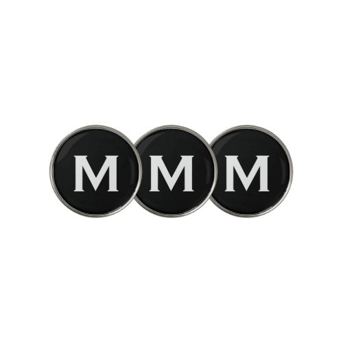 Minimal Classic Black White Monogram Golf Ball Marker