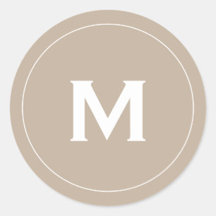 Minimal Classic Block Monogram  Round Sticker