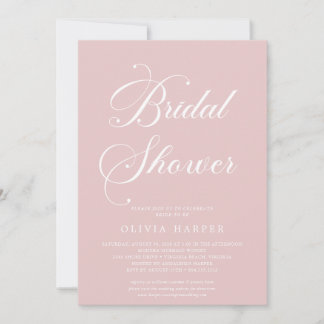 Minimal Classic Blush Script Bridal Shower Invitation