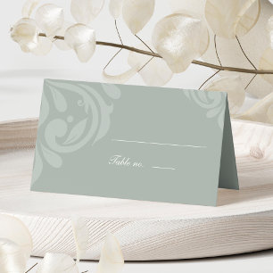 Minimal Classic Damask Pastel Green Photo Wedding Place Card