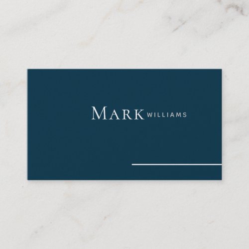 Minimal Classic Dark Teal Blue Elegant Business Card
