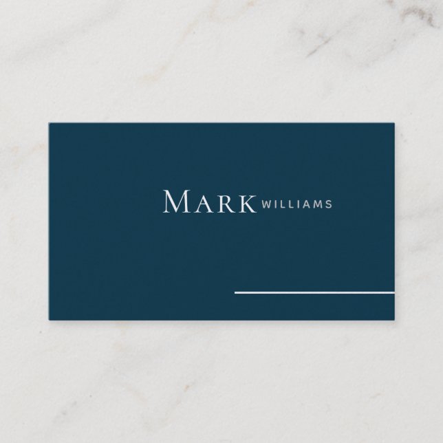Minimal Classic Dark Teal Blue Elegant Business Card (Front)